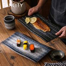 FANCITY-plato de cerámica de estilo japonés, creativo, rectangular, para aperitivos, sashimi, sushi, olla caliente, vajilla especial wester 2024 - compra barato