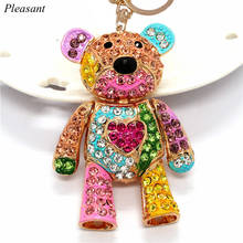 Fashion Crystal Bear Pendant Color Bear Metal Keychain Creative Exquisite Small Gift Car Bag Accessories 2024 - buy cheap