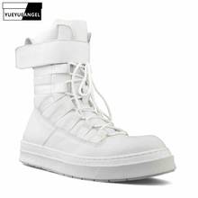 High Street-Zapatos con plataforma de cuero genuino para hombre, zapatillas con cordones, calzado de lujo negro, botines militares de Hip Hop para otoño 2024 - compra barato