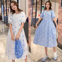 New Maternity Nursing Dresses Summer Cotton Embroidery Floral Long Dress for Pregnant Women Breastfeeding lactation party dress 2024 - buy cheap