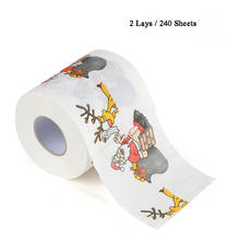 Rolo de papel higiênico de natal 10*10cm, papel higiênico com folhas decorativas para o natal, 240 2024 - compre barato