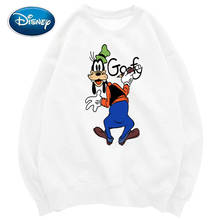 Disney moletom chique estiloso goofy dog estampa de desenho animado unissex jumper feminino casual gola redonda pulôver manga comprida 8 cores 2024 - compre barato