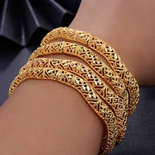 WANDO 4Pcs/lot Top Quality Dubai Gold Color Bangles For Women Vintage Bride Wedding Bracelet Bangles Africa Arab Jewelry 2024 - buy cheap