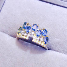 CoLife Jewelry-Anillo de zafiro azul 100% Real, anillo de plata de zafiro de 3mm * 4mm, anillo DE CORONA DE PLATA 925 con piedras preciosas 2024 - compra barato