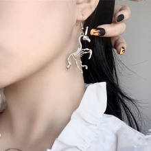 New Hip Hop Unicorn Skeleton Silver Color Dangle Earrings For Women Punk Cool Unique Skull Drop Earring Harajuku Trendy Jewelry 2024 - buy cheap