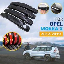 Black Colour Carbon Fiber Door Handles Cover Trim Set for Opel Vauxhall Mokka X Buick Encore 2012~2019 Car Accessories 2013 2014 2024 - buy cheap