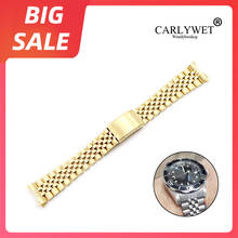 CARLYWET-Correa de reloj de acero inoxidable 316L, eslabones de tornillo sólidos, extremo curvo hueco, plata, oro, 19, 20, 22mm, para Seiko Rolex 2024 - compra barato
