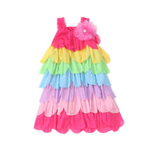 Vestido infantil arco-íris para meninas, vestido de princesa para crianças 2024 - compre barato
