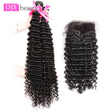 Brazilian Water Deep Wave Bundles With Closure 8-32 36 38Inches Brazilian Human Hair Remy 3 4 Bundles Weave And Lace Closure DJS 2024 - buy cheap