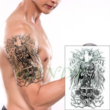 Водостойкая Временная тату наклейка Крылья Ангела крест птица Роза цветок поддельные тату флэш-тату большой размер татуировки для женщин и мужчин 2024 - купить недорого
