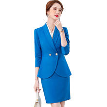 Conjunto de dos piezas formado por Blazer y falda para mujer, traje elegante Formal de oficina, ropa de trabajo de negocios, alta calidad, Primavera, 2021 2024 - compra barato