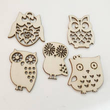 10 Pcs Owl Shape Natural Wooden Chip Pendant DIY Painted Quality Wood Crafts Home Decoration Gifts 2024 - buy cheap