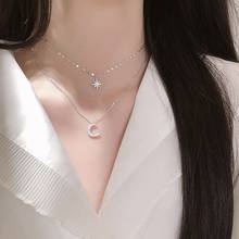 2021 New Fashion Zircon Star Moon Charm Pendant Necklace For Women Girls Wedding Jewelry Choker Collar dz535 2024 - buy cheap