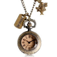 Relógio de bolso com pingente e tema, relógio de quartzo de bolso tamanho pequeno com acessório bebida me coelho presente para crianças 2024 - compre barato