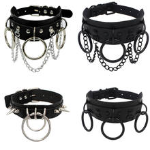 Punk PU Leather Chain Tassel Round Spike Rivet Collar Studded Choker Necklace Body Birthday Party Gift chocker Jewelry 2024 - buy cheap