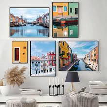 Póster de paisaje de ciudad, arte de pared de paisaje de Venecia, ciudad del agua, lienzo impreso, estilo moderno, imagen decorativa, decoración de sala de estar 2024 - compra barato