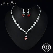 Jellystory luxury jewelry set with heart shape ruby gemstone earrings necklace 925 sterling silver for female wedding engagement 2024 - buy cheap