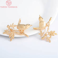 (33166)4PCS 34.5*35MM Pin thickness 1MM Brass 24K Champagne Gold Color Plated Bird Brooch Jewelry Findings Accessories 2024 - buy cheap