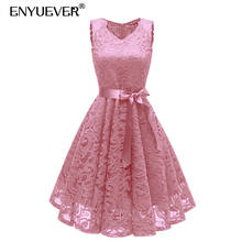 Enyuever Pink Lace Dress Women Clothes Summer V Neck Sleeveless Swing Jurken Elegant Evening Party Formal Dinner Dress Vestidos 2024 - buy cheap