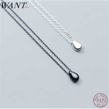 WANTME Real 100% 925 Sterling Silver Minimalist Geometric Droplet Chain Pendant Necklace for Women Teen Jewelry Gift Accessories 2024 - buy cheap