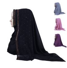 New Product Diamond chiffon Women Long Hijab Scarf Muslim Lady Hijab Caps Islam Clothing Turkish Turban Shawl Headscarves 2024 - buy cheap