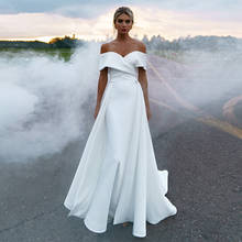 Vestidos de novia de satén blanco, sirena con falda desmontable, hombros descubiertos, elegante, Vintage, 2021 2024 - compra barato