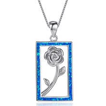 Elegant Rose Flower Pendant Necklace White Blue Opal Necklace Rose Gold Silver Color Chain Necklaces For Women Valentine's Gifts 2024 - buy cheap