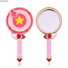 Figura de acción de Anime, espejo redondo cuadrado de Metal rosa con mango cosmético, Captor de tarjeta, Sakura, cabeza de pájaro, estrella, espejo de maquillaje para mujer y Niña 2024 - compra barato
