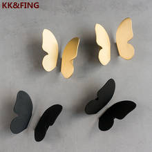 KK&FING Brass Butterfly Handle Wardrobe Cupboard Cabinet Handles Furniture Drawer Hnobs Free Perforated Cabinet Decoration 2024 - buy cheap