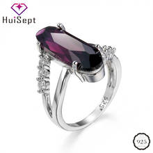 HuiSept Fashion Silver 925 Ring Jewellery for Women Ornaments Geometric Shaped Amethyst Gemstones Wedding Party Rings Wholesales 2024 - buy cheap