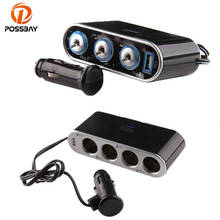 POSSBAY 3/4 Way Car Cigarette Lighter Power Adapter Socket Splitter 12V/24V USB Car Charger Auto Cigarette Socket Splitter 2024 - buy cheap