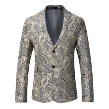 Caxemira blazer com estampa floral masculina, jaqueta de terno com lapela entalhada, para festa de casamento, baile, palco e fantasia 2024 - compre barato