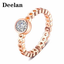 Модные кольца для женщин, обручальное кольцо из розового золота с фианитом, простой стиль, цветное кольцо на палец для девушек, для вечеринок, ювелирные изделия оптом 2024 - купить недорого