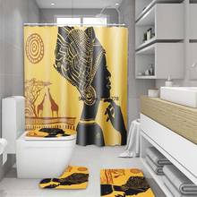 4pcs/set Shower Curtain Bath Mat Set African Woman Pattern Print Pedestal Rug Lid Toilet Cover Anti-slip Mat Bathroom Curtains 2024 - buy cheap