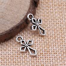 WYSIWYG 40pcs Charms Double Sided Cross 17x10mm Antique Silver Color Pendants Making DIY Handmade Tibetan Silver Color Jewelry 2024 - buy cheap