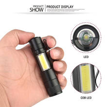 Мощный светодиодный фонарик AA/14500, 4 режима, Q5 LED + COB LED 2000 люмен, уникальный фонарик, мини-фонарик, уличный фонарик из алюминиевого сплава 2024 - купить недорого