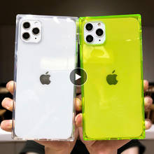 Funda de teléfono transparente cuadrada colorida para iPhone 12 11 13 Pro Max XR X XS Max 7 8 Plus, funda trasera suave de TPU para iPhone 12 13 Mini 11 2024 - compra barato