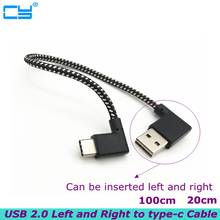 Type-c Male Connector 90 Degree to USB Male Connector Left and Right Corner 3A Cable for Power Bank Mobile Phone Tablet 2024 - buy cheap
