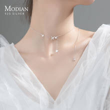 Цепочка Modian с бабочкой Женская, ожерелье из стерлингового серебра 925 пробы с кисточками из циркония 2024 - купить недорого