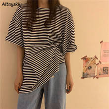 New T-shirts Women Loose Striped Simple Korean BF Casual Daily Breathable Y2K Summer Soft Fashionable Retro Tunic All-match Tops 2024 - buy cheap
