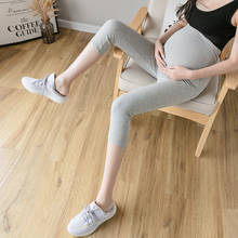 Летняя одежда для беременных женщин, однотонные хлопковые брюки до колена, Обтягивающие Леггинсы для беременных, обтягивающие брюки 2024 - купить недорого