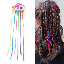 12PCS Kids Girls Colorful Nylon Braided Hair Clip-On Hair Extensions Attachments Rainbow Hair Streak Hair Accessories 2024 - buy cheap