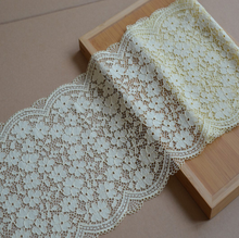 1 Meter/lot 22cm Width DIY Garment Accessories Sewing Swiss Wedding Lace Material High Quality Light Yellow Elastic Lace Fabric 2024 - buy cheap