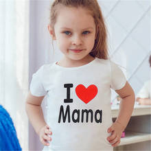 Детская футболка с надписью «I Love Mama», «Papa Love Me», летняя модная футболка с коротким рукавом, повседневные топы с круглым вырезом для мальчиков и девочек 2024 - купить недорого