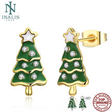 INALIS Christmas Tree Star Earrings For Women Shining Cubic Zirconia CZ Gold Plate Stud Earring Hot Sale Party Fashion Jewelry 2024 - buy cheap