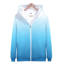 Clássico zíper hoodies moletom masculino colorido gradiente hoodie masculino/feminino cor sólida com capuz menino/meninas 3d zip up azul casacos 2024 - compre barato