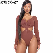 Body Sexy de punto acanalado para mujer, mono ajustado con cuello de pico, ropa de calle, una pieza, 2021 2024 - compra barato