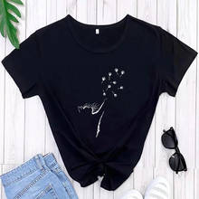 Seeyoushy-camisetas con estampado de diente de león para mujer, playeras con estampado Kawaii, ropa de calle de manga corta, ropa de talla grande 2024 - compra barato