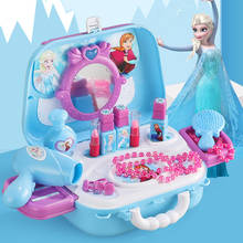 Caja de maquillaje de Frozen de Disney para niños, caja de maquillaje de princesa de juguete, con brillo de labios rojos, regalo para niñas 2024 - compra barato