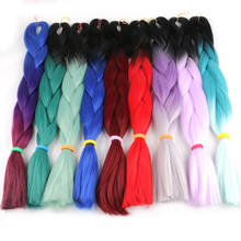 Ombre Braids Hair Extensions  Jumbo Crochet Braiding Hair 24 Inch High Temperature Synthetic Braid Hair Yaki 10pcs/lot 2024 - buy cheap